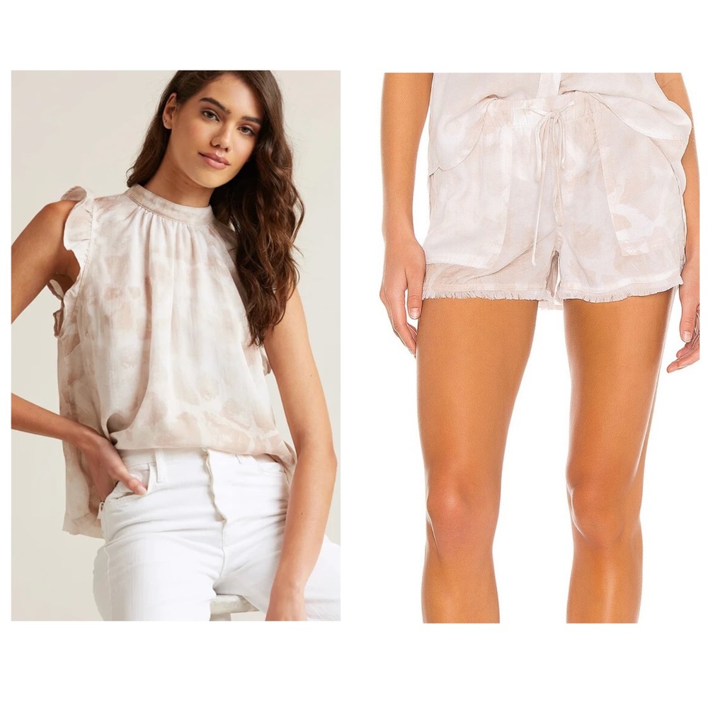 Bella Dahl matching set ruffle blouse with matching shorts set XS